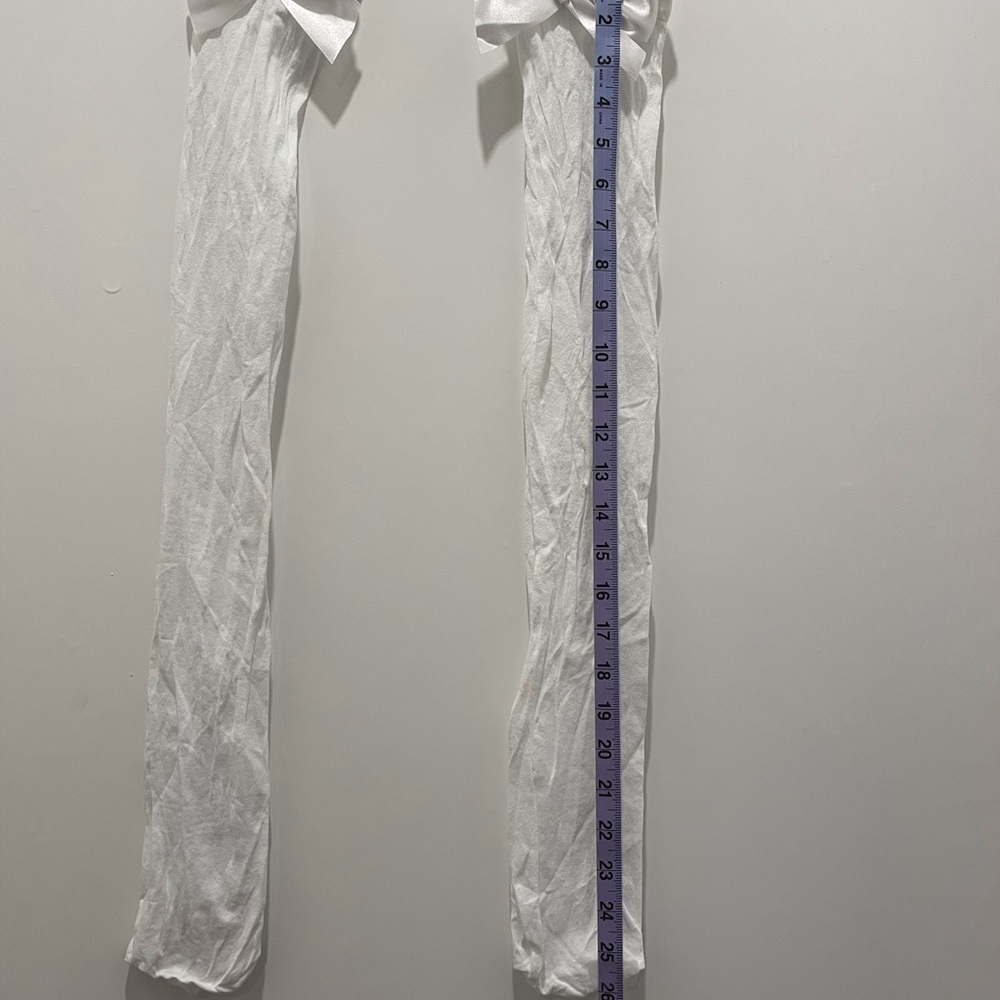 White Knee High Stockings with Bows
